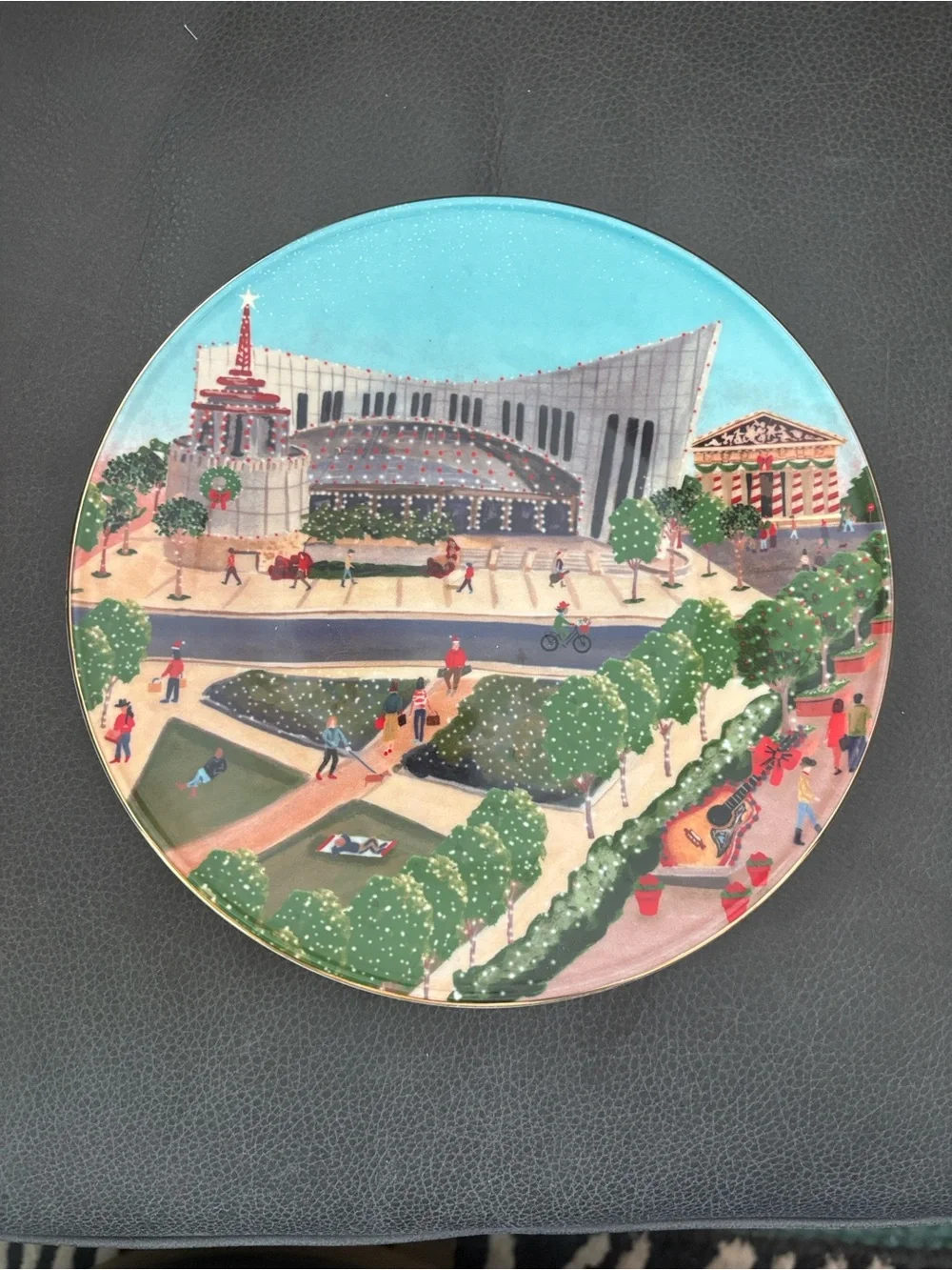 Anthropologie Nashville Cityscape Plate in Turquoise, Green, Red